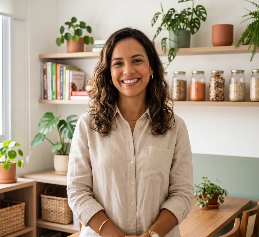 Clara Mendes, nutricionista em Curitiba, no consultório no Batel
